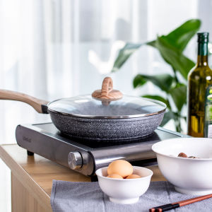 JEETEE Marble Stone Frying Pan - Large Capacity Flat Egg Cooking Pan - 20/24/32CM - Suitable for All Cookers - Induction Safe - Authentic and Original