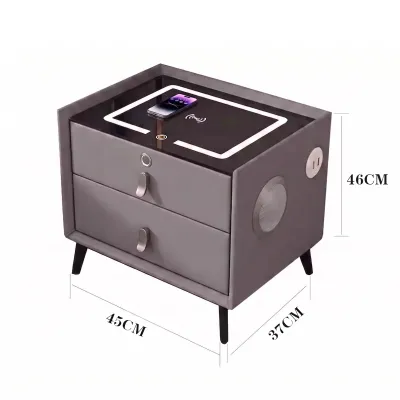 GH GlowHome（in stock）Modern intelligent solid wood bedside table charging for home use light luxury simple wireless multifunctional bedroom bedside cabinet fully equipped
