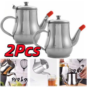2Pcs Stainless Steel Oil Container Can Kitchen Oil Filter Pot Household Oil Strainer with filter