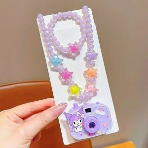 Sanrio Kuromi Childrens Projection Camera Necklace Jewelry with Bracelet Birthday Gift for Girl
