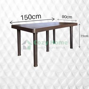 Jolly Plastic Easy To Assemble Rattan Eight Seater Dining Table