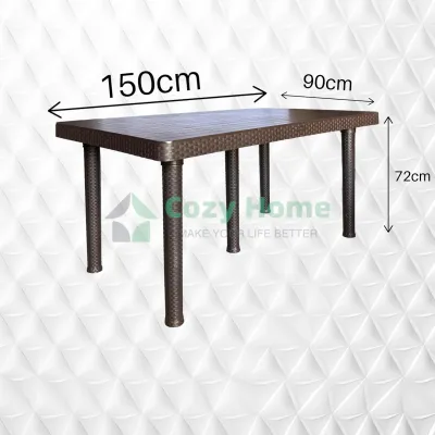 Jolly Plastic Easy To Assemble Rattan Eight Seater Dining Table