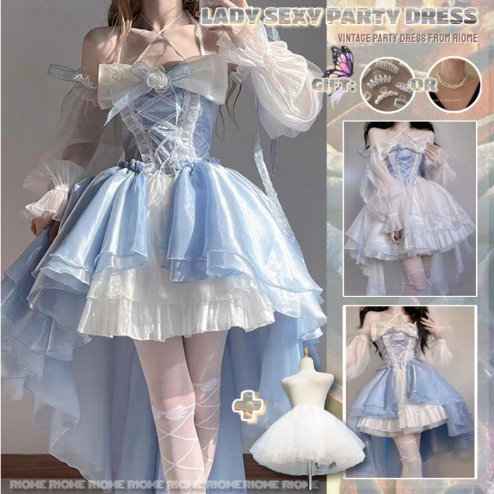 Đầm công chúa cho bé xanh trời phối trắng 22 - HD Shop