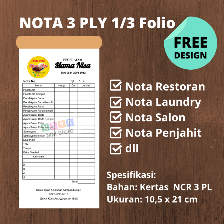 Cetak Buku Nota Ply Custom Order Lazada Indonesia