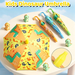 Kids Dinosaur Umbrella Windproof Auto Open Pongee J Handle Whistle Waterproof School Rain