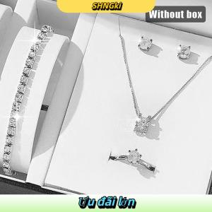 SHNGki Phụ nữ sang trọng vòng Vòng cổ bông tai rhinestone vòng đeo tay nữ Phụ nữ giản dị trang sức Set