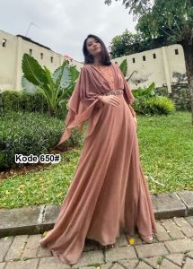 ( VM ) - Dress Muslim Fashion Terbaru / Gamis Brukat Kombinasi Panjang Busui 650# Jessie Collection