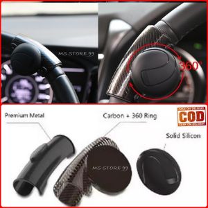 Power Handle Stir Mobil CARBON Anti Slip Alat Bantu Putar Stir Handel Steering Universal Racing SM