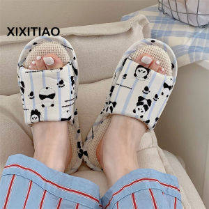 XIXITIAO รองเท้าพื้นสำหรับผู้หญิงรองเท้าแตะใส่เดินในบ้านแพนด้าระดับไฮเอนด์ที่เรียบง่ายรองเท้าแตะใส่ในบ้านไม่ซ้ำใคร