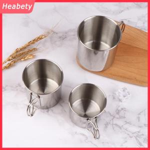 Heabety 1PC thép không gỉ gấp xử lý Cup xách tay Carabiner cup ngoài trời cắm trại cup Đối với trang chủ ngoài trời cắm trại phụ kiện