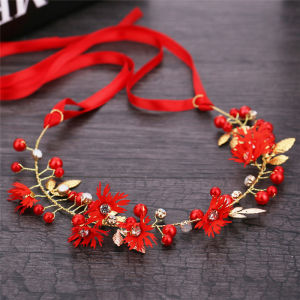 Salime Floral flower Headband With Ribbon Wreath Wedding Bridesmaid Hair Band garland