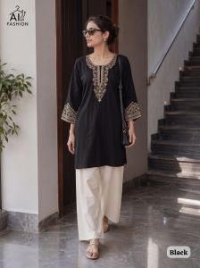 KPs Heavy Rayon Embroidered Kurti with Flex Cotton Palazzo | Elegant Co-Ord Set