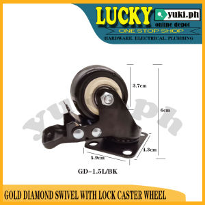 GOLD DIAMOND SWIVEL WITH LOCK CASTER WHEEL (1.5L-BK/GD / 2.0L-BK/GD) SOLD PER PIECE