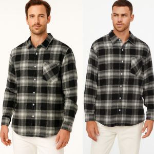 UNQL MENS LONGSLEEVE BLACK PLAID FLANNEL SHIRT/ KEMEJA PRIA FLANNEL BRANDED DAN TERBARU