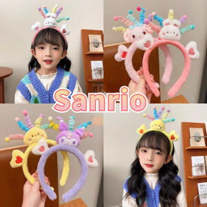 Cute Cartoon Sanrio Plush Hair Bands Kuromi My Melody Cinnamoroll Head Bands Wash Face Headband Funny Hair Loops Girls Hair Accessories Headwear