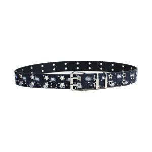 NBANLIKE Double Grommet Hole Denim Waist Belts Metal Buckle Cloth Trouser Decor Decoration Elegant All-match Star Hole Sequin Belt Dress Decoration