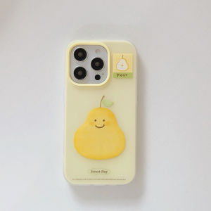 Cartoon snow pear two in one jelly case for iPhone 11 12 13 14 15 16 17 Pro Max Plus casing Anti fingerprint frosted hard cover for iPhone13 case