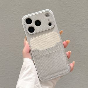 Denim Leather Pattern Card Slot Bag Holder Case For iPhone 17 16 15 14 13 Pro Max 2 IN 1 Frosted Camera Protection Back Cover