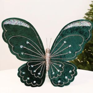 LAIFLE Multicolor Christmas Tree Butterfly Ornament Flocking Large Size Artificial Glitter Butterfly Hanging Glitter Coated Butterfly Tree Hanging Decor Christmas Tree
