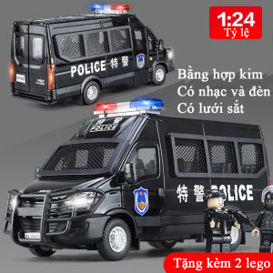 Đồ chơi mô hình xe cảnh sát limousine bằng hợp kim có nhạc và đèn tỷ lệ 1:24 tặng kèm 2 nhân vật