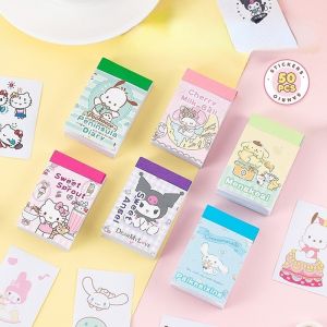 50opcs Cartoon Stickers Ins Bean Book Sanrio Kulomi Girls Diary Handbook Decoration DIY Self-paste Cute Creative Sticker Set