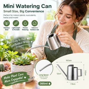 CHLOCH Vòi dài Bình tưới cây Thép không gỉ Chống gỉ sét Bình tưới cây bằng loại. Bền bỉ Cây cảnh bonsai Cây xanh