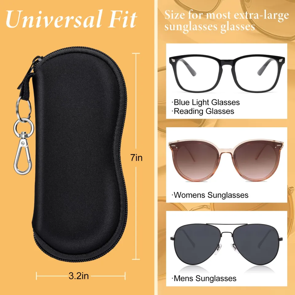 Swooflia Neoprene Eyeglass Case With Clip - Soft Sunglass Pouch For Travel, Fits Most Glasses, Includes Cleaning Cloth