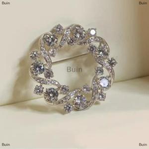 [COD] Buin Fashion Silver Rhinestone Round Wreath Brooches For Women Clothing Coat Jewelry Accessries Gift