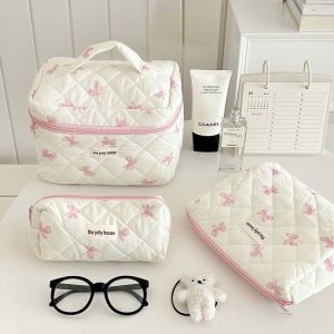 Bow Makeup Bag Large Capacity Portable Travel Toiletry Bag Cosmetics Bag Storage Bag