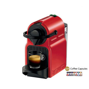 NESPRESSO Capsule Coffee Machine Inissia C40/D40 Portable Espresso Machine Ergonomic Handle Free Coffee Capsule Red/White