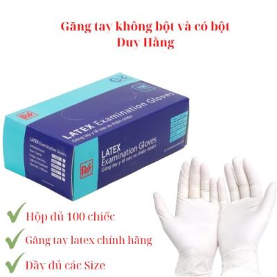 ( Giá Sỉ )  Găng tay y tế Duy Hằng có bột và không bột hộp 100 chiếc