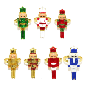Nutcrackers theo chủ đề Vòng đánh dấu Khăn ăn bằng kim loại Bộ 6 bàn ăn lễ hội hợp kim kiểu dáng cho tụ họp gia đình