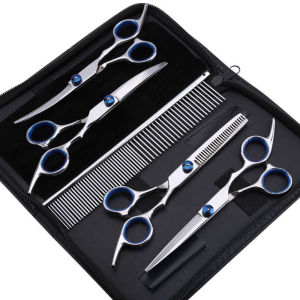 【SG】5Pcs Pet Grooming Scissors Dog Trimmer Scissors Set with Safety Round Tip Dog Cat Grooming Scissor Kit of Thinning