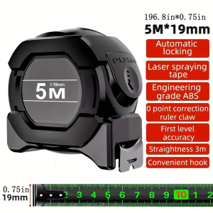 Self-Locking Fluorescent Steel Tape Measure - Durable Wear-Resistant 5/7.5/10m Metric Lengths for Everyday Office Use