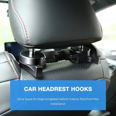 Car Rear Back Seat Hook Hanger Holder Rotate Adjustable Car Headrest Hidden Dual Double Hook Hanger Holder Kereta