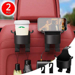 2pcs Car Headrest Cup Holder with Hook Car Back Hanging Mount Phone Holder Beverage Holders Auto Interior Accessories
