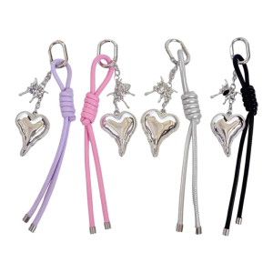 Delicate Heart Pattern Braided Key Organiser Metal Accent Keychain Charm Compact Design for Personal Belongings