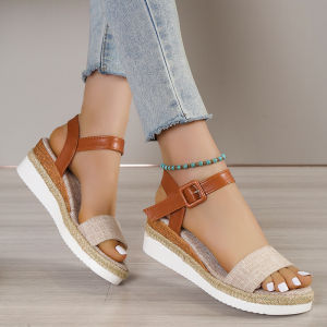 [Free Shipping] In Stock: New Summer Collection Of Plus-Size WomenS Sandals Featuring Thick Soles Wedge Heels A Casual Design And A Single-Strap Style Perfect For The Beach