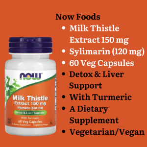 NOW Foods Milk Thistle 300 mg Veg Capsules 50 100 200 with Turmeric 60 Herbal Supplement for Liver Detox Cleanse & Support Antioxidant Protection Digestive Health Non-GMO Vegan Kosher Halal GMP Quality Assured