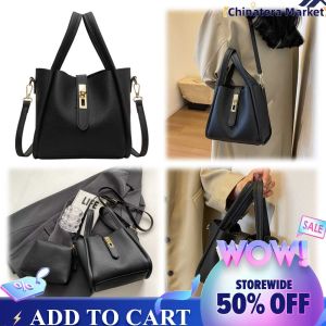 Fashionable Womens Solid Leather Bucket Bag Crossbody Bag for Work and Casual Travel Compact Shoulder Bag with Multiple Compartments