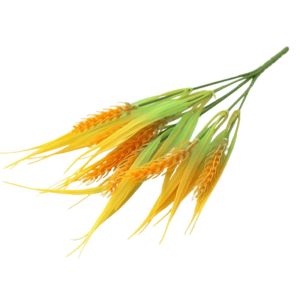YONDO Yellow Flower Artificial Wheat Ears Rice Plant Bouquet Plastic 7 Forks Wheat Ears Rice Plant Branch Photography Props Non Water Needed Fake Plants Home Garden Decor