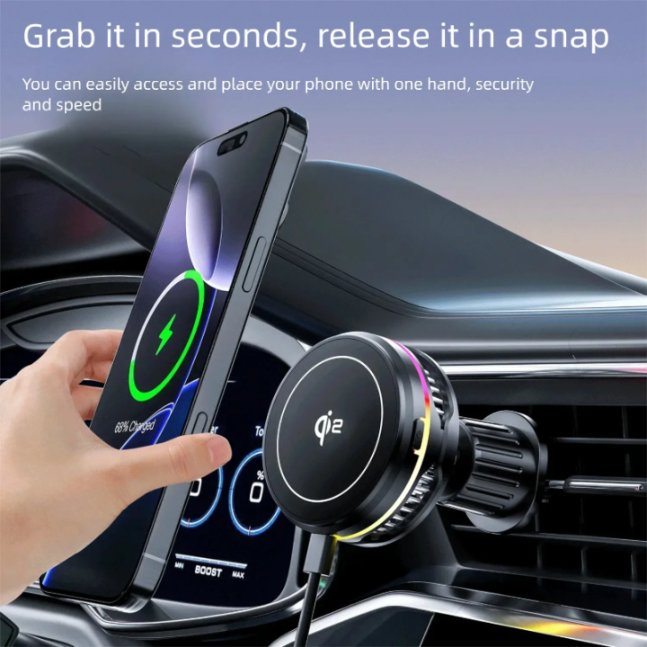 Iphone Magsafe Radiator {UU61} QI2 TEC Cooling RGB Magnetic Car Wireless Charger Fast Charging ...