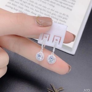 Bông Tai Bạc Ta Mặt Đá Tròn Trẻ Trung JQN Khuyên Tròn Thời Trang