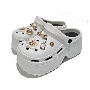 GNA รองเท้าหัวโต เสริมส้น ส้นตึกสูง 7 cm แถมตัวติดแฟชั่น ใส่สบาย ไม่ลื่น E-8899