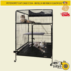 Sangkar Haiwan Kucing Berkualiti Tinggi / Pet Zoopet Cage (C334) - 88.9(L) X 88.9(W) X 126CM (H) - BLACK