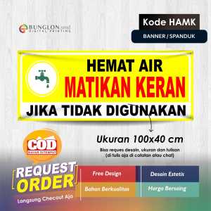 SPANDUK BANNER HEMAT AIR HARAP MATIKAN KERAN KODE HAMK KUNING