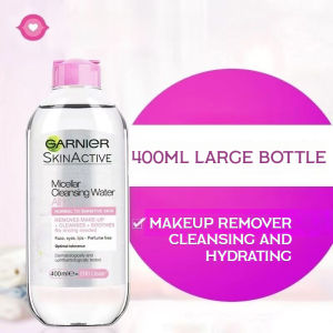 Garnier Micellar Cleansing Water Pink 400ml - Gently Cleanses and Removes Makeup for Normal and Sensitive Skin