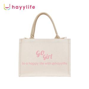 HAYYLIFE Tote Bag Mini Kanvas Tebal Motif Bunga – Tas Makan Siang & Piknik Ramah Lingkungan HL-FAA892