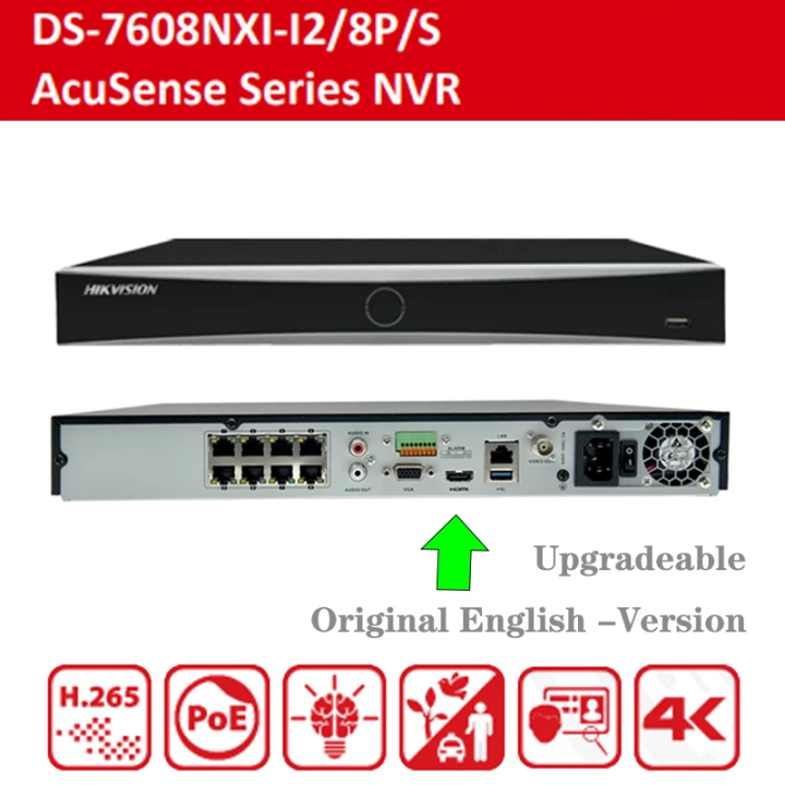 Hikvision DS-7608NXI-K2/8P/S 8 Channel 4K Acusense POE NVR - Hikvision ...