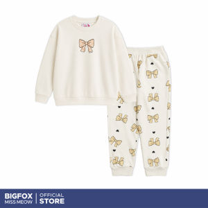 [Bộ nỉ BG dài tay 02 311] Bộ đồ thu đông cho bé gái Bigfox Miss meow size đại áo nỉ dài tay quần jogger cỡ trẻ em 3-11 tuổi